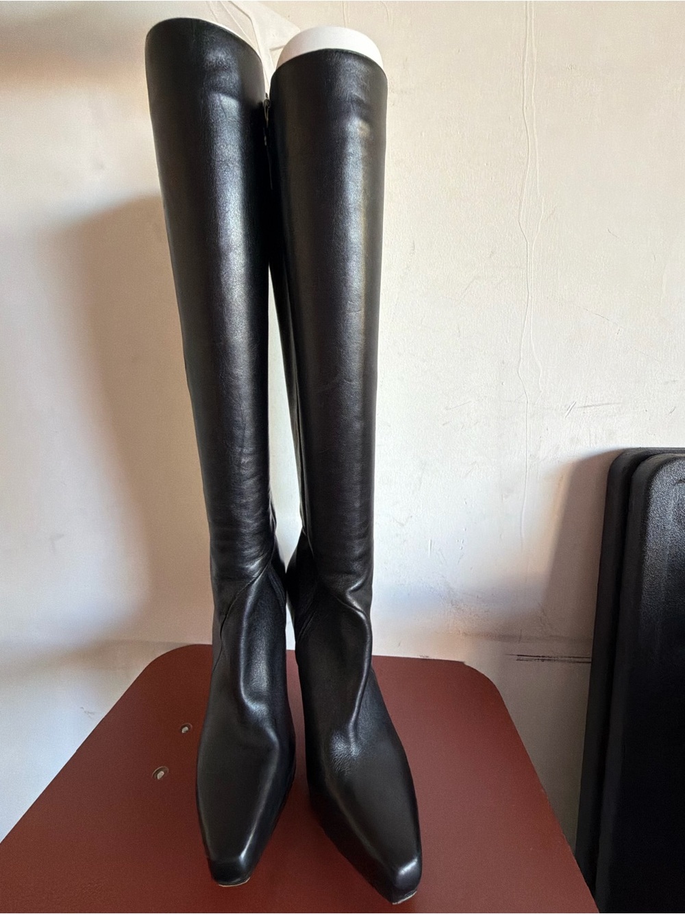 Via Spiga Black Over-the-Knee Pointed Toe Boots